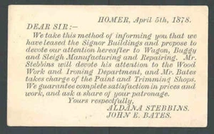 1878 Homer IL Modo Unico Di Vendita Nuovo Buggy Wagon Slitta Mfg E Riparazione Come Nuovo - Foto 1 di 2
