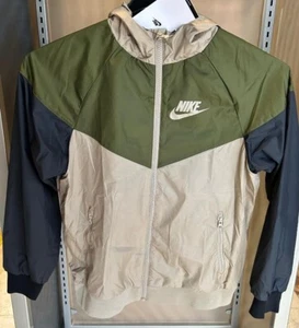 NEW!! Nike Sportwear Boy's Green/Tan/Black Windrunner Wind Breaker Jackets #479 - Picture 1 of 4