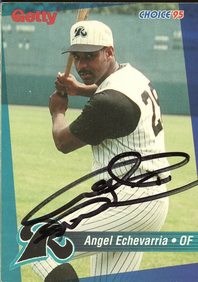 1995 New Haven Raven ANGEL ECHEVARRIA Signed Card autograph BREWERS CUBS ROCKIES - Image 1 of 1