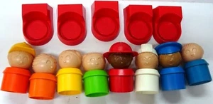 Vintage Tupperware Tuppertoys 8 asst Plastic People Figures & 5 Red Chairs 13pcs - Picture 1 of 2