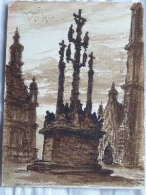 Charles MOOTZ (1889-1944) DESSIN SAINT THEGONNEC MORLAIX BRETAGNE FINISTERE 1930 - Photo 1/4