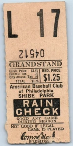 1930's Philadelphia A's American Baseball Club Shibe Part Game Ticket 2 P129 - Picture 1 of 2