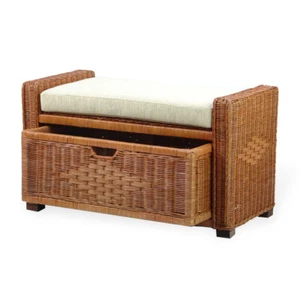 Handmade Bruno 32" Chest Storage Trunk Organizer Ottoman with Drawer, Colonial - Picture 1 of 4