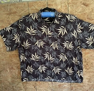 Hawaiian Style Shirt by Manhattan Size 3X 100% Rayon Black Tan and Blue - Picture 1 of 8