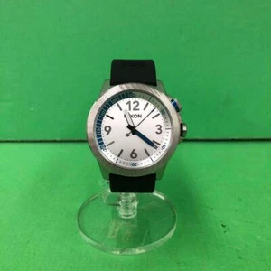 NIXON CARDIFF Silver Silicon Band Analog Quartz Men's Watch in Operation - Picture 1 of 10