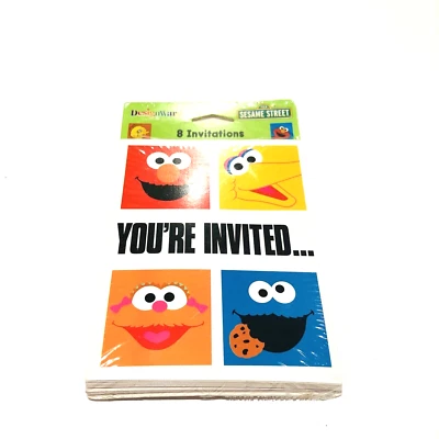 Invitaciones de fiesta de calle sésamo monstruo galleta Big Bird Elmo 8 CT 2001 de colección Foto 1 de 4