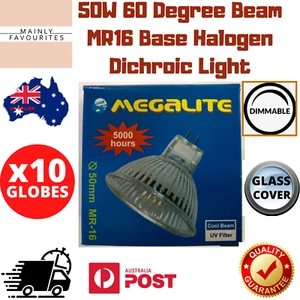 10x 12V 50W 60 Degree Beam MR16 Base Halogen Dichroic Light Bulb Lamp 5000 hours - Picture 1 of 10