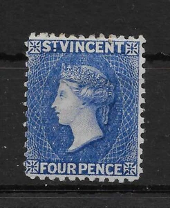 ST.VINCENT SG43x 1883 4d ULTRAMARINE-BLUE WMK REVERSED MTD MINT - Picture 1 of 1