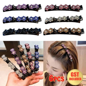 Sparkling Crystal Stone Braided Hair Clips Double Bangs Braided Hair Clips Decor - Picture 1 of 12