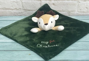Baby Essentials Brown Reindeer My 1st Christmas Security Blanket Green - Picture 1 of 18