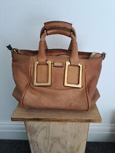 Chloe Ethel Small Tote Designer Handbag Bronze Leather Gold Tone Trim