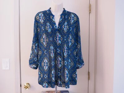 NUEVO CON ETIQUETAS CHARTER CLUB Top Multicolor Poliéster Transparente Cachemira Cuello en V Manga 3/4 Talla M Foto 1 de 3