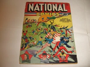 National Comics # 9 -Classic Flag Cover! Poor Cond cover split & detached - Picture 1 of 2