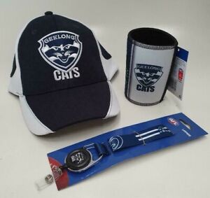 AFL GEELONG CATS CAP / STUBBIE HOLDER / LANYARD GIFT PACK FATHERS DAY