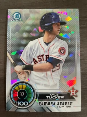 2018 Bowman Chrome Kyle Tucker #BTP-17 Scouts Top 100 Atomic Refractor /150 - Image 1 of 2