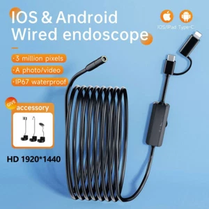 For iPhone 15 14 13 Pro Max Samsung Endoscope Inspection Camera Borescope Cable - Picture 1 of 21