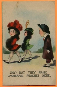 Sag, aber sie erheben wunderbare Pfirsiche hier E B Kemble Postkarte PM 1914 Maywood IL - Bild 1 von 3