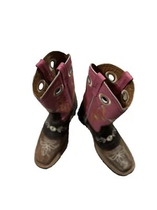 George Davis Woman Cowboy Boot, Size 7-8, Pink And Brown, Embroidered - Picture 1 of 11
