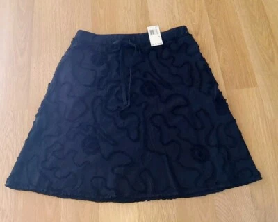  Nueva Falda Max Studio Negra Mezcla de Lino Tirar hasta la Rodilla Cintura Elástica Pequeña Foto 1 de 4