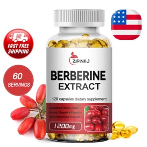Premium Berberine HCL 1200mg Healthy Cholesterol Anti-inflammatory 120 Capsules - Picture 1 of 9