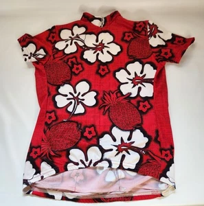Performance Cycling Jersey Womens Medium Tropical Red Pineapple 3/4 Zip  - Picture 1 of 10