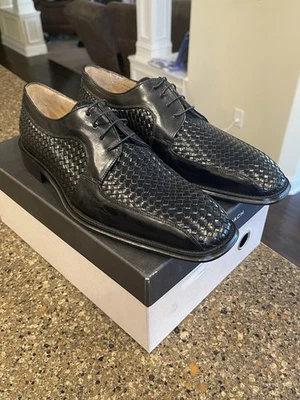 Vintage Bachrach Black Woven Leather Dress Shoe Italy Made Mens 11.5 NIB $198 - Image 1 of 4