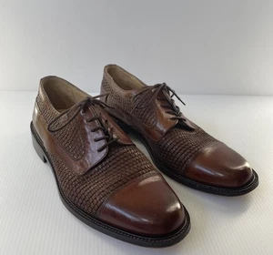 Scarpe eleganti Johnston & Murphy uomo taglia 7 Ellsworth punta a cappuccio pelle intrecciata Italia - Foto 1 di 10
