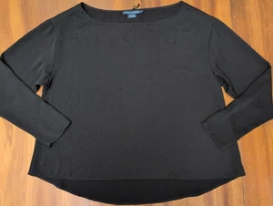 Ralph Lauren Blue Label Top Womens L Black L/S Tunic Blouse Boat Neck Polyester - Picture 1 of 15