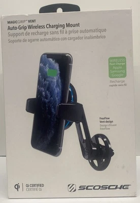 Scosche MagicGrip Auto Grip Wireless Vent Charging Mount Qi Charging - Black - Image 1 of 3