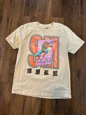 Large New no Tags Spider-man Marvel Retro look T Shirt Beige Tan Amazing L 60's - Image 1 of 2