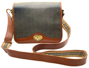 Authentic BURBERRY Nova Check Leather Dark Brown Shoulder Bag NS070646 - Picture 1 of 19