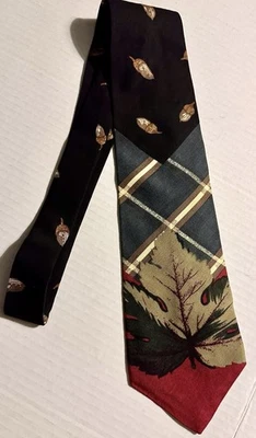 Gravata de pescoço vintage 4” larga outono/outono 54” bolotas curtas folha de carvalho Stix Baer Fuller - Imagem 1 de 4