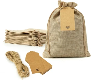 Bolsas de regalo de arpillera de 10 piezas de 5X7 pulgadas con cordón para boda fiesta joyería artesanía - Imagen 1 de 12