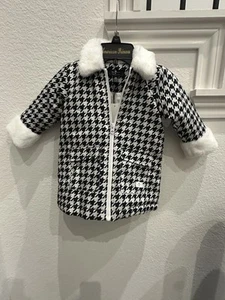 For All Mankind Baby Mädchen Langarm Hahnentritt Mantel schwarz/weiß 18M Neu mit Etikett - Bild 1 von 7