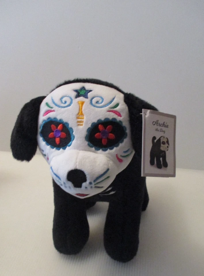 AURORA 11 i" Black Plush DOG Day of the Dead Dia De Muertos Stuffed Archie MINT - Image 1 of 4