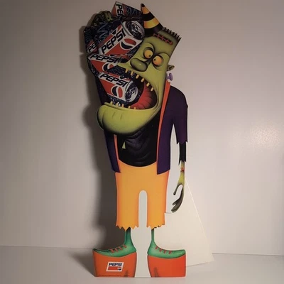 Antigo 1994 Frankenstein Pepsi Halloween Promo Pequeno Display Publicitário Standee - Imagem 1 de 4