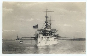 U.S.S. New York Battleship Real Photo RPPC Postcard - Picture 1 of 2