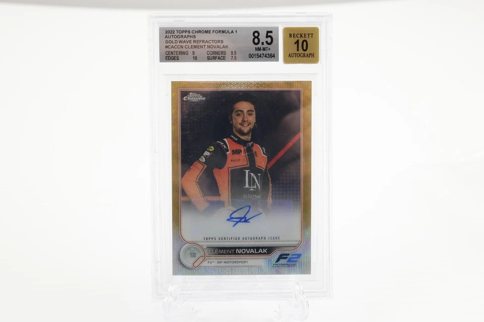 2022 Topps Chrome Formula 1 Clement Novalak Gold Wave Auto /50 #CAC-CN BSG 8.5 - Image 1 of 2