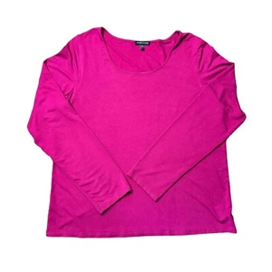 Maglione maglia Eileen Fisher donna XL scollo a scoop rosa bacca rayon jersey - Foto 1 di 7