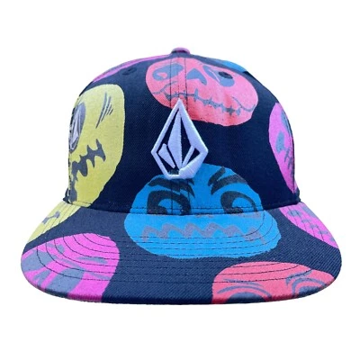 Vintage Volcom Hat Cap Mens Fitted 7 1/4 Black AOP Graphics Face Y2K Rare - Image 1 of 4