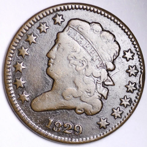 1829 Classic Head Half Cent CHOICE VF FREE SHIPPING E105 UFN Cover