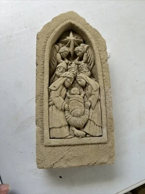 Каменная садовая табличка Carruth Studio Nativity 1998 8 дюймов для помещений и улицы рождественская - Изображение 1 из 4