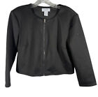 Carmen Marc Valvo Crop Zipper Jacket Women's Size L Black