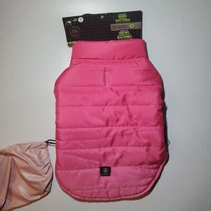 Medium Silver Paw Pink Puffer Coat Jacket Pet Dog Sack 13"-15"length Magenta - Picture 1 of 8