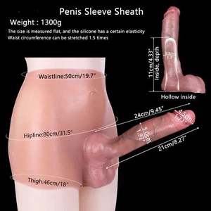 Strap-on Hollow Dildo Underwear Silicone Penis For Men Cock Enlargement Delay - Picture 1 of 10