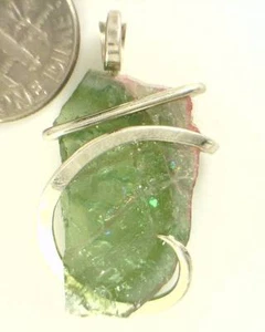 22.95ct Polished Green Tourmaline in Sterling Silver Pendant Wrap - Picture 1 of 4