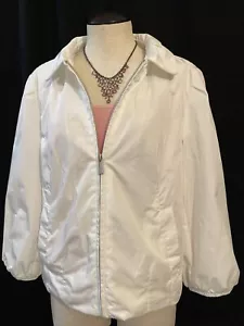Banana Republic White Poly Full Zip Jacket Coat Women’s Medium M Petite - Picture 1 of 10