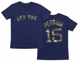 Majestic MLB Youth Boston Red Sox Dustin Pedroia #15 USMC Woodland Camo T-Shirt - Picture 1 of 3