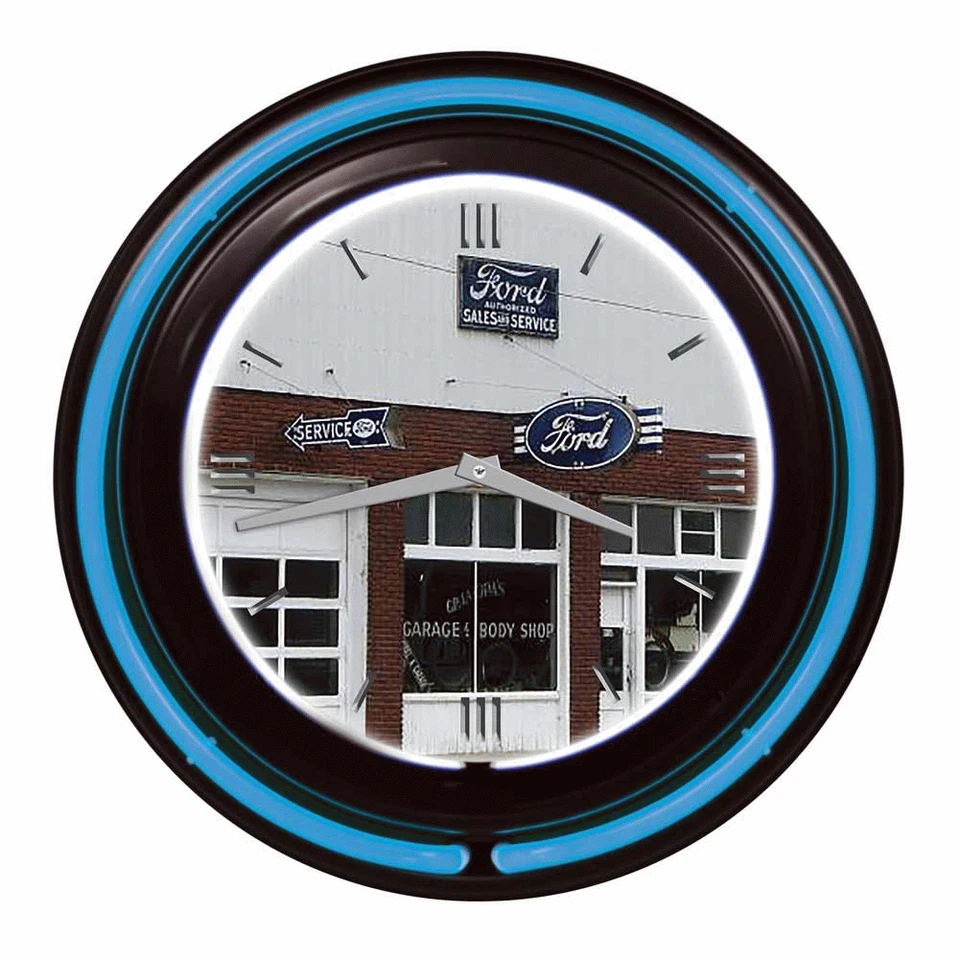 Ford Garage 15" Double Neon Clock - Image 1 of 1