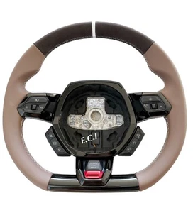 GENUINE OEM LAMBORGHINI HURACAN PERFORMANTE EVO STO BROWN STEERING WHEEL - Picture 1 of 5